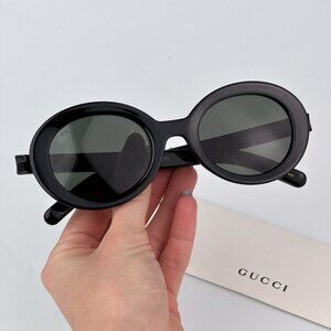 Gucci GG1722SA 001 BRAND NEW Sunglasses Shiny Black Grey Unisex Oval